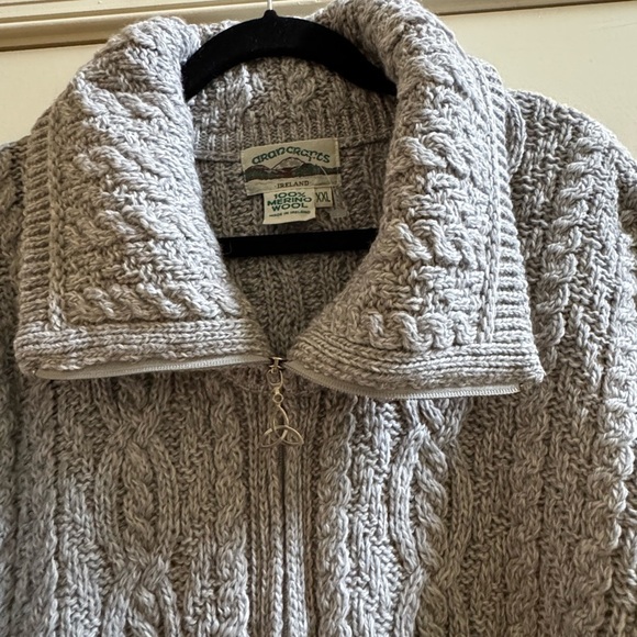 Aran Crafts Gray Merino Wool Knitwear Poncho Size xxl - Picture 7 of 7